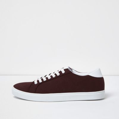 Burgundy lace-up trainers